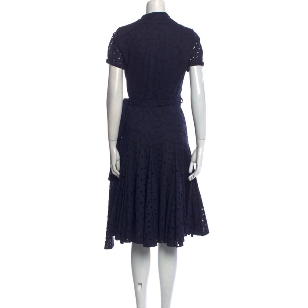 DVF Navy Midi Eyelet Wrap Dress - Picture 3 of 3